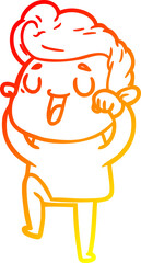 warm gradient line drawing happy cartoon man