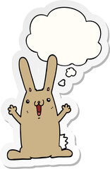 cartoon rabbit and thought bubble as a printed sticker