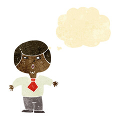 cartoon shocked boy with thought bubble