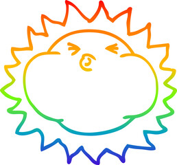 rainbow gradient line drawing cartoon shining sun