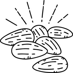 traditional black line work tattoo style almonds