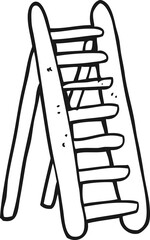 black and white cartoon ladder