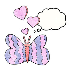 thought bubble textured cartoon butterfly