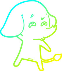 cold gradient line drawing cartoon elephant remembering