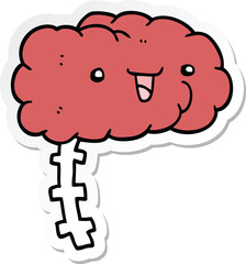 sticker of a happy cartoon brain