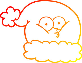 warm gradient line drawing cartoon christmas santa hat