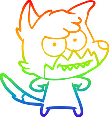 rainbow gradient line drawing cartoon grinning fox