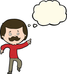 cartoon dancing dad with thought bubble