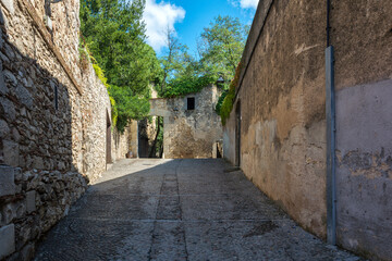 Deserted street of the old town on a Sunny day