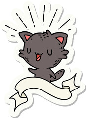 sticker of tattoo style happy cat