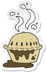 sticker of a cartoon hot pie