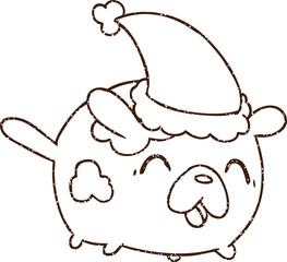 Christmas Dog Charcoal Drawing