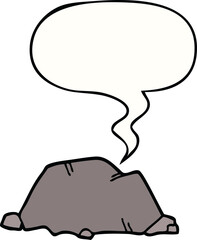 cartoon rock and speech bubble