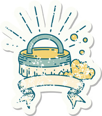 grunge sticker of tattoo style scrubbing brush