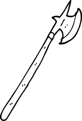 line drawing cartoon medieval halberd