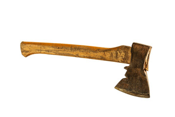 Manual joiner's tool. Axe for wood processing, white background