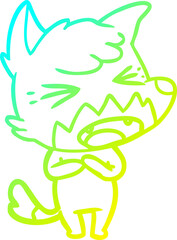 cold gradient line drawing angry cartoon fox