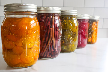 jars of pickled vegetables