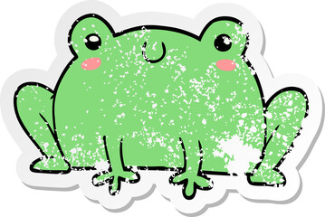 distressed sticker of a cartoon frog