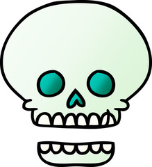 gradient cartoon doodle of a skull head