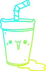 cold gradient line drawing cute cartoon soda