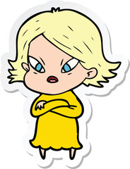 sticker of a cartoon stressed woman