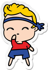sticker cartoon of kawaii cute fitness boy