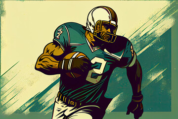Vector color illustration of American football player