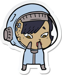 sticker of a cartoon astronaut woman