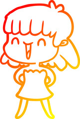 warm gradient line drawing cartoon woman