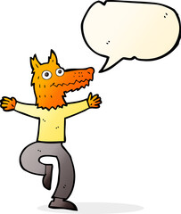 cartoon fox man with speech bubble