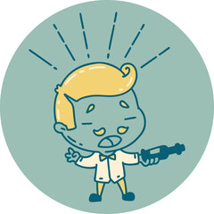 icon of tattoo style man serving wine