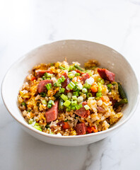 rice with vegetables and sausage
