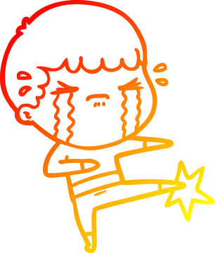 recommend clip art: warm gradient line drawing cartoon man crying