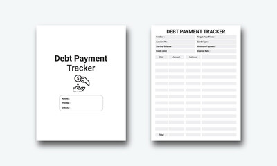 Debt Payment Tracker kdp interior, Bank loan payment tracker notebook interior. 