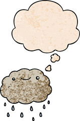 cartoon cloud and thought bubble in grunge texture pattern style