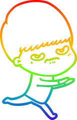 rainbow gradient line drawing cartoon angry boy