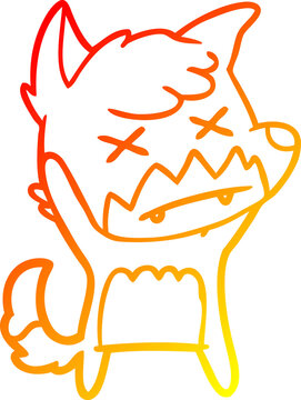 recommend clip art: warm gradient line drawing cartoon cross eyed fox