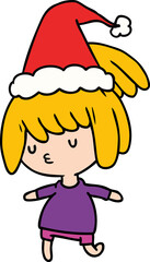 christmas cartoon of kawaii girl