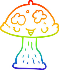 rainbow gradient line drawing cartoon toadstool