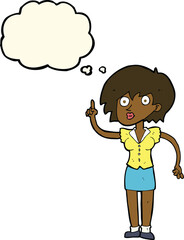cartoon woman with question with thought bubble