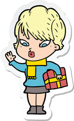 sticker of a cartoon woman