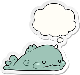 cartoon fish and thought bubble as a printed sticker