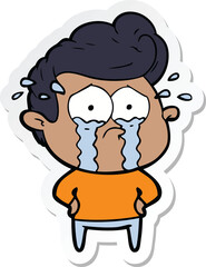 sticker of a cartoon crying man