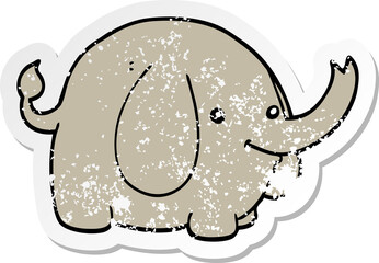 distressed sticker of a cartoon elephant