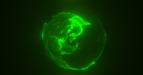 Fototapeta na wymiar Abstract green energy sphere transparent round bright glowing, magical abstract background