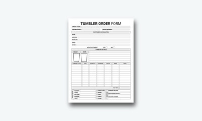 Tumbler order form log book kdp interior