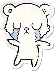 distressed sticker of a crying polar bear cartoon