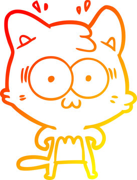 recommend clip art: warm gradient line drawing cartoon surprised cat