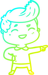 cold gradient line drawing cartoon man laughing and pointing